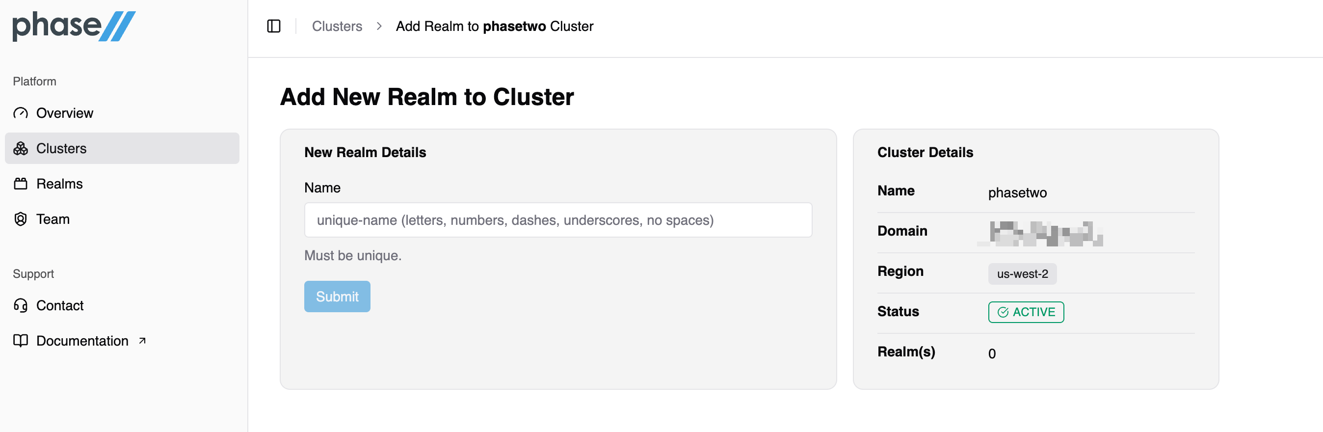 Phase Two Dash Cluster Details
