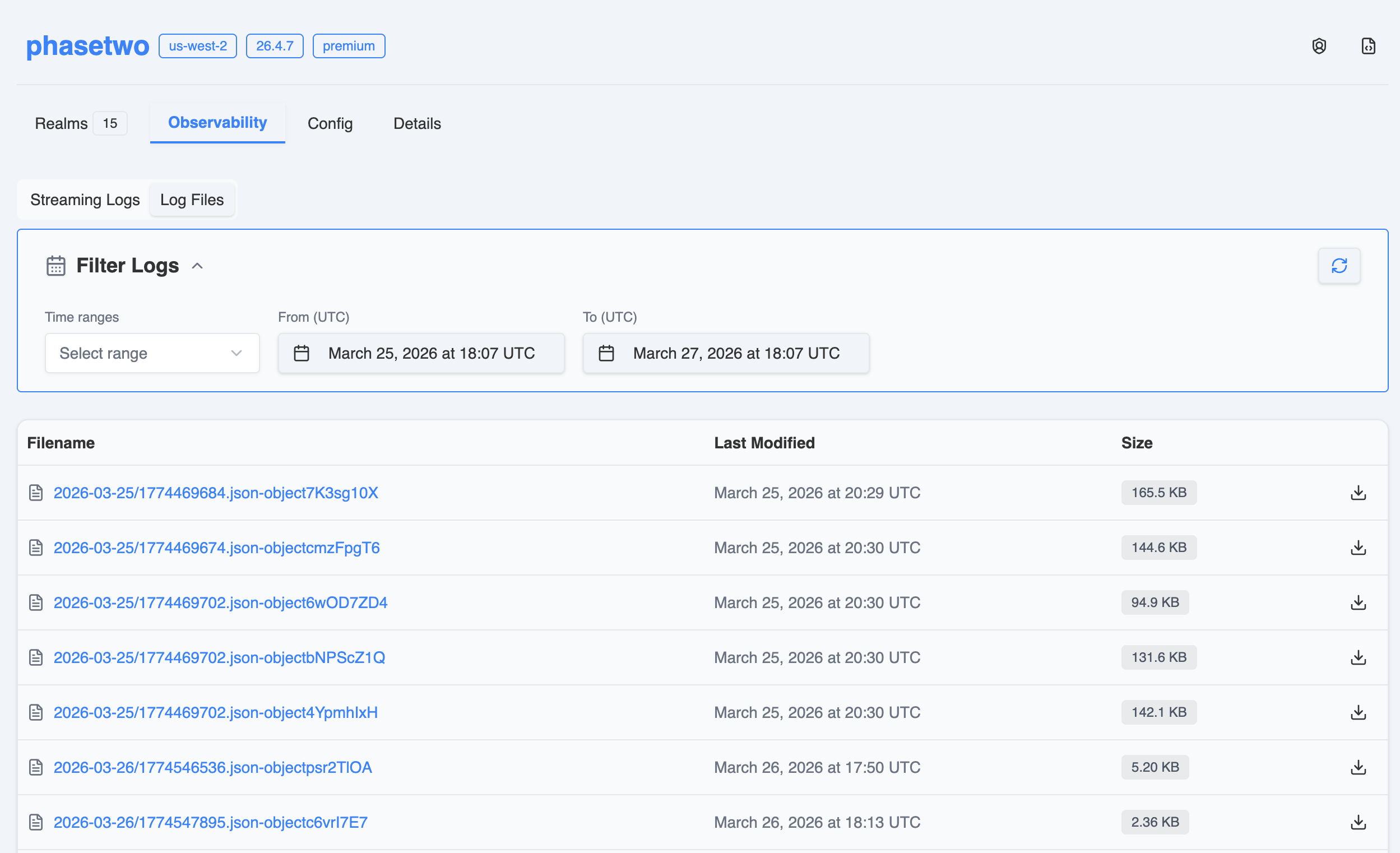 Phase Two Dash - Cluster Observability Log Files
