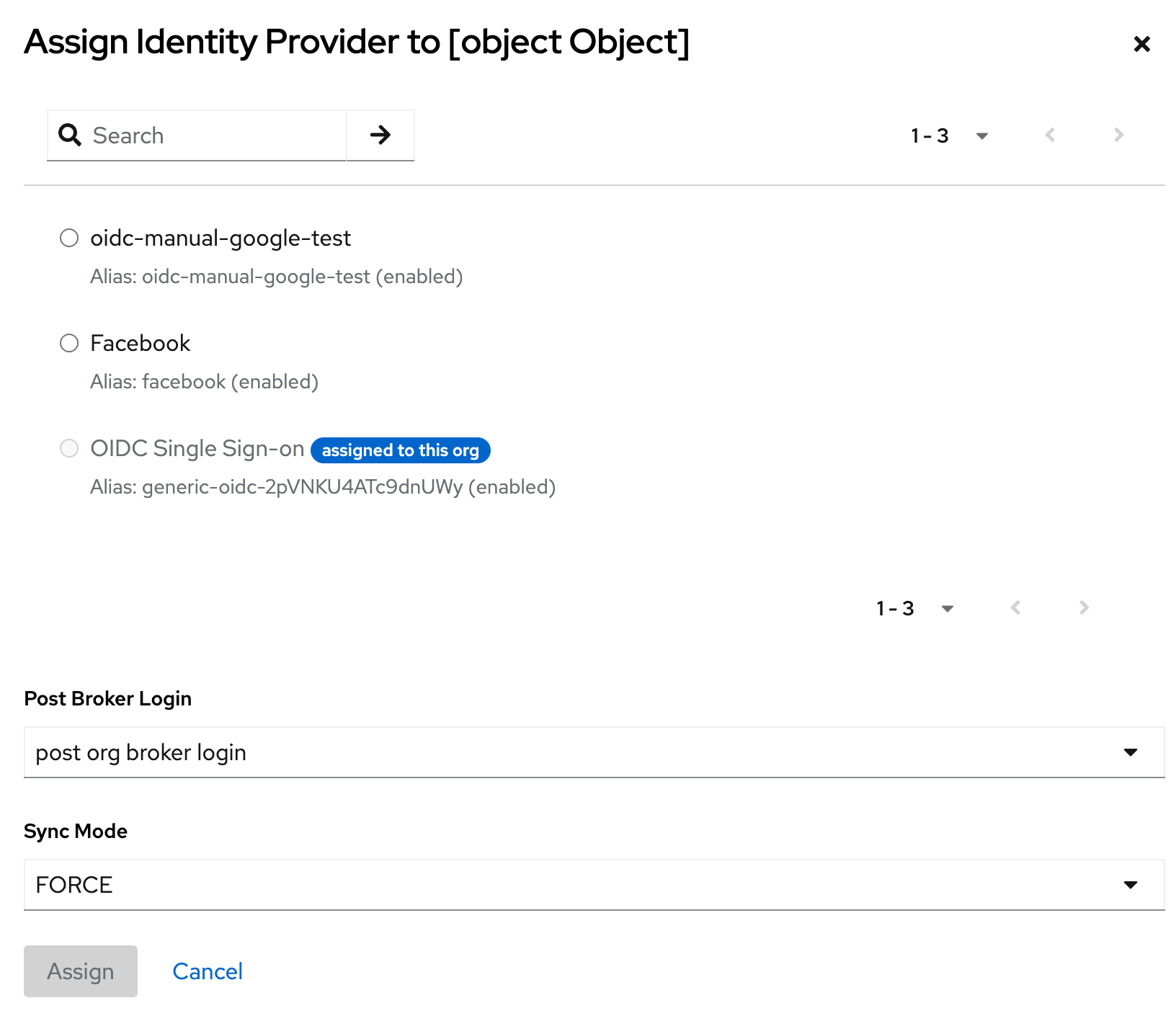 Organization find and assign IdP